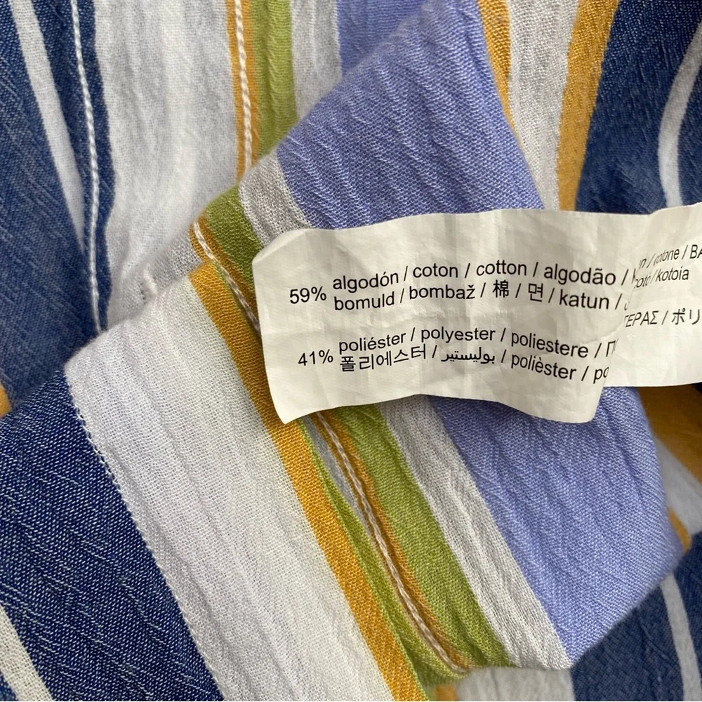 Zara Retro Striped Gauze Cotton Button Up Shirt - Picture 14 of 14